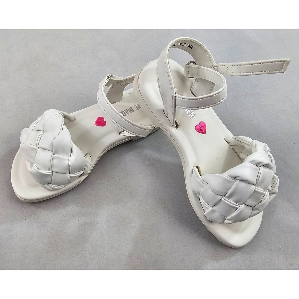 Steve Madden Karina White Braided Heart Sandals Toddler Girls Size 9 M TKARINA